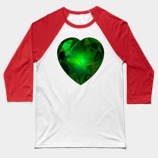 Green Heart Gemstone Baseball T-Shirt